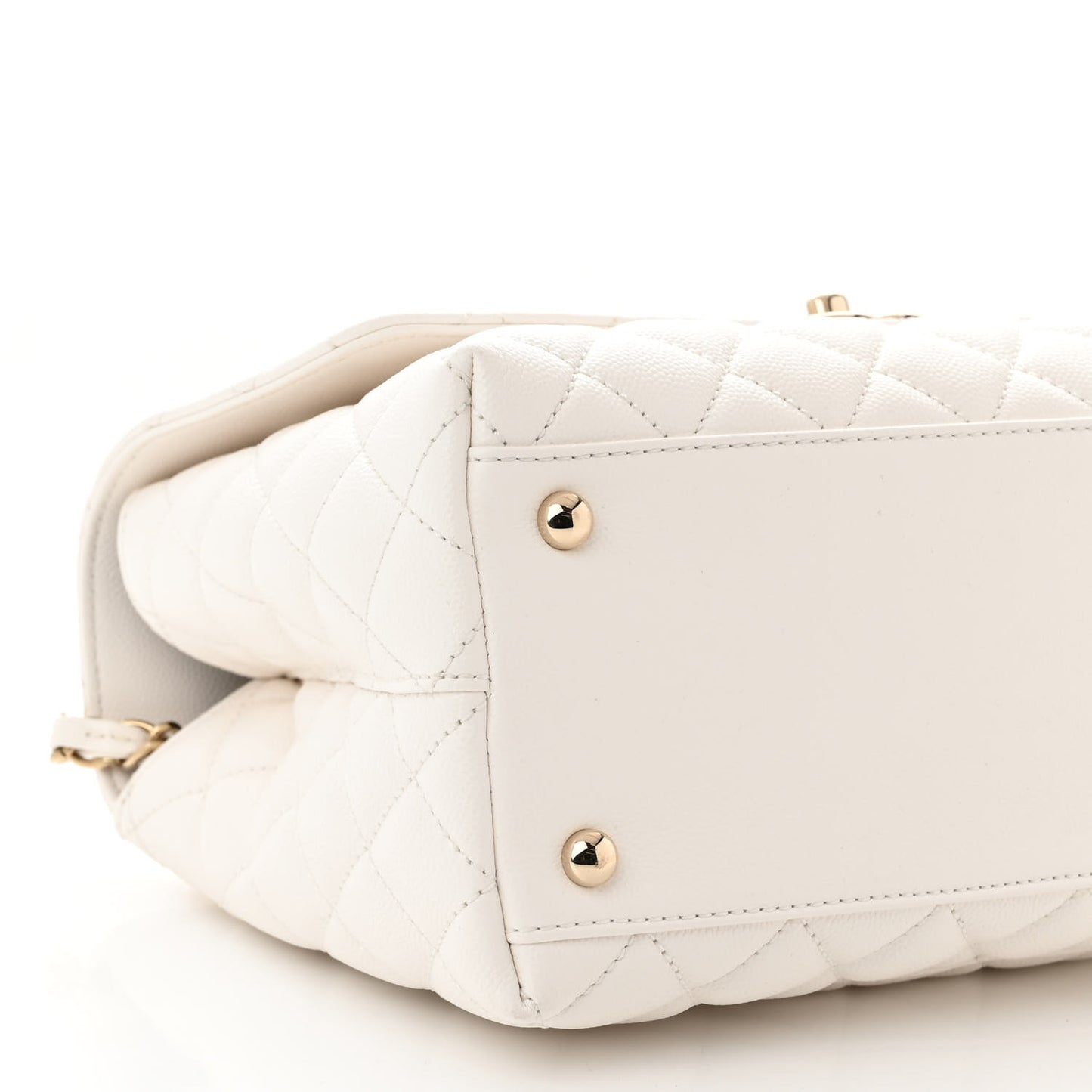 Caviar Quilted Small Coco Handle Flap White