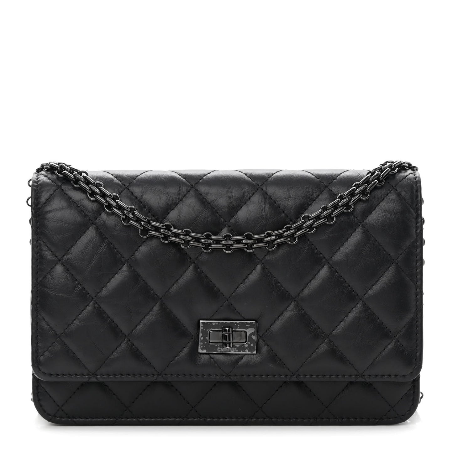 Aged Calfskin Quilted Reissue Wallet On Chain WOC So Black