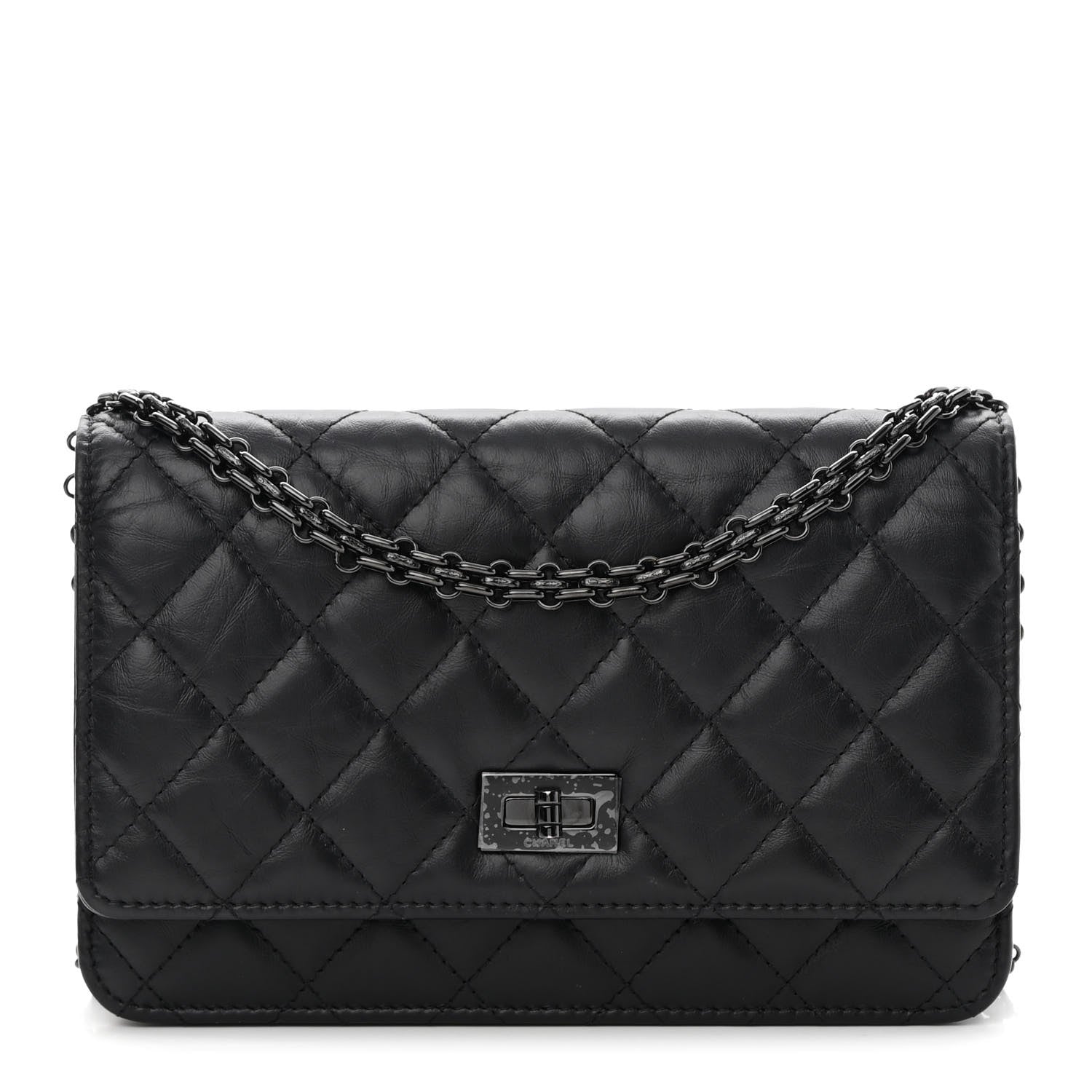 Chanel Aged Calfskin Quilted Reissue Wallet On Chain WOC So Black 1 of 13