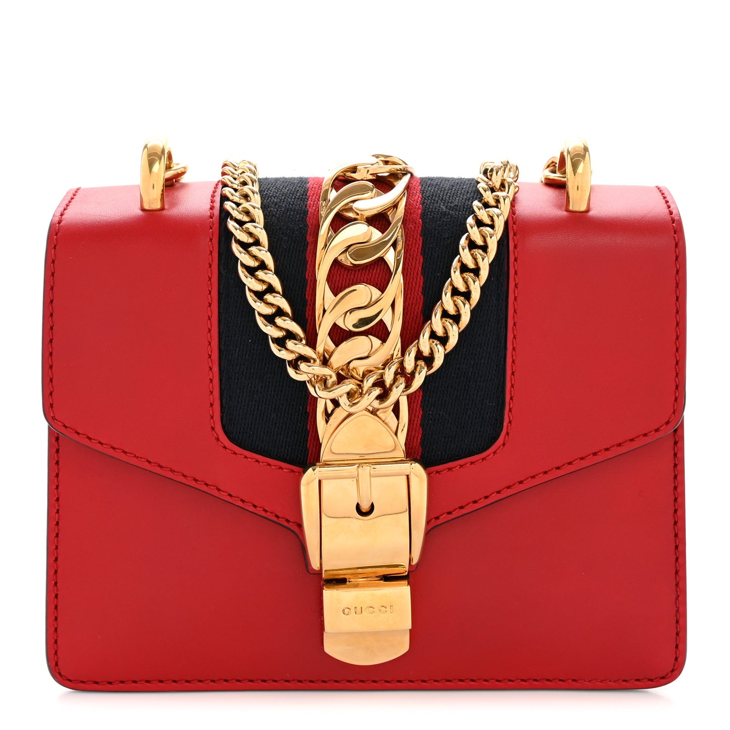 Calfskin Mini Sylvie Chain Shoulder Bag Hibiscus Red