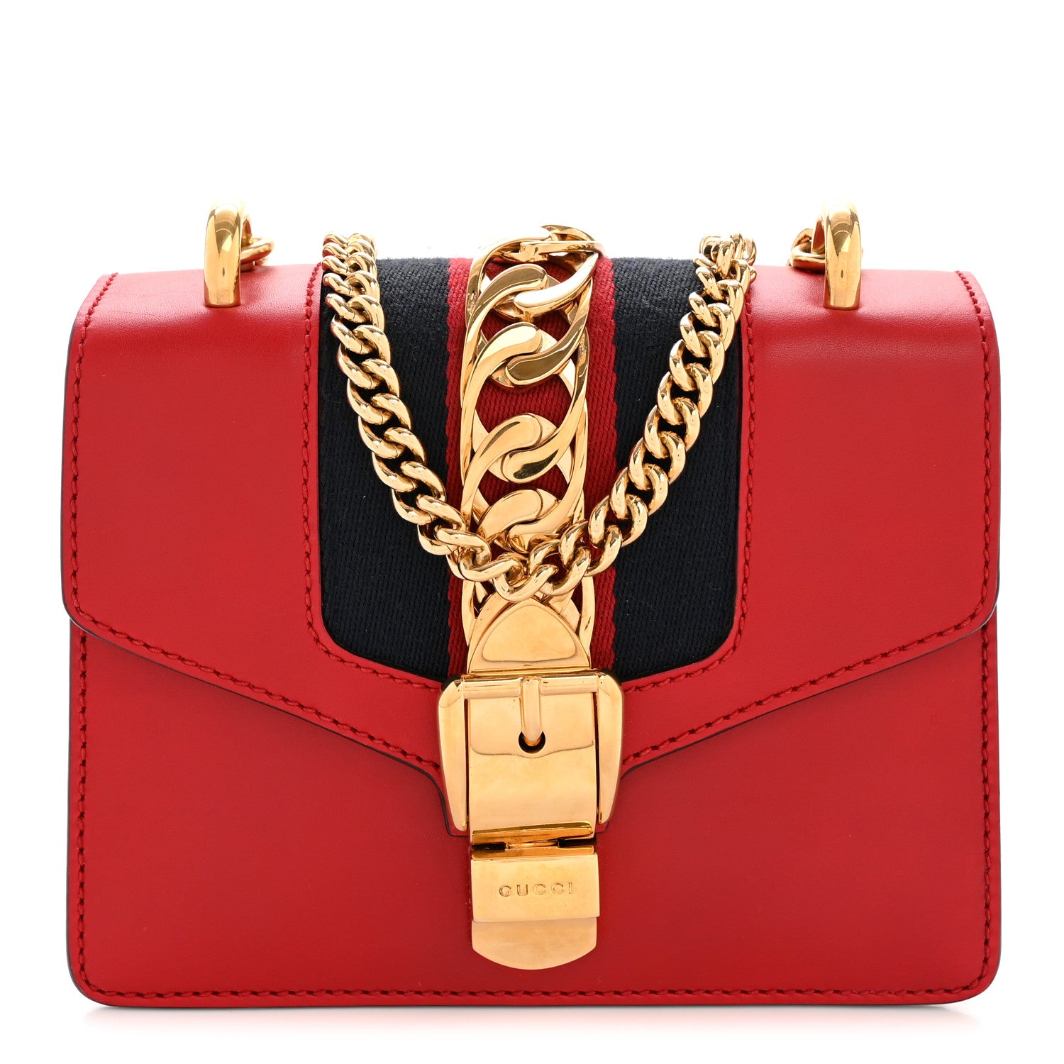 Gucci Calfskin Mini Sylvie Chain Shoulder Bag Hibiscus Red 1 of 14