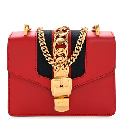 Gucci Calfskin Mini Sylvie Chain Shoulder Bag Hibiscus Red 1 of 14