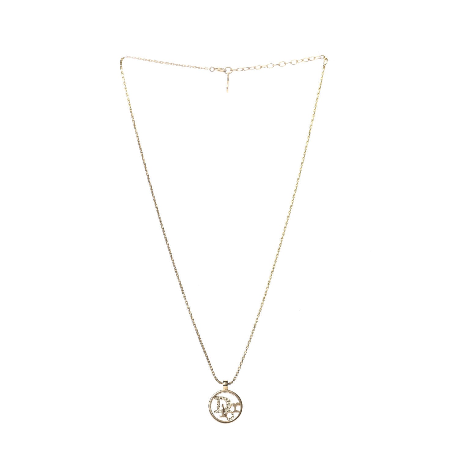 Christian Dior Metal Logo Necklace Gold 2 of 4