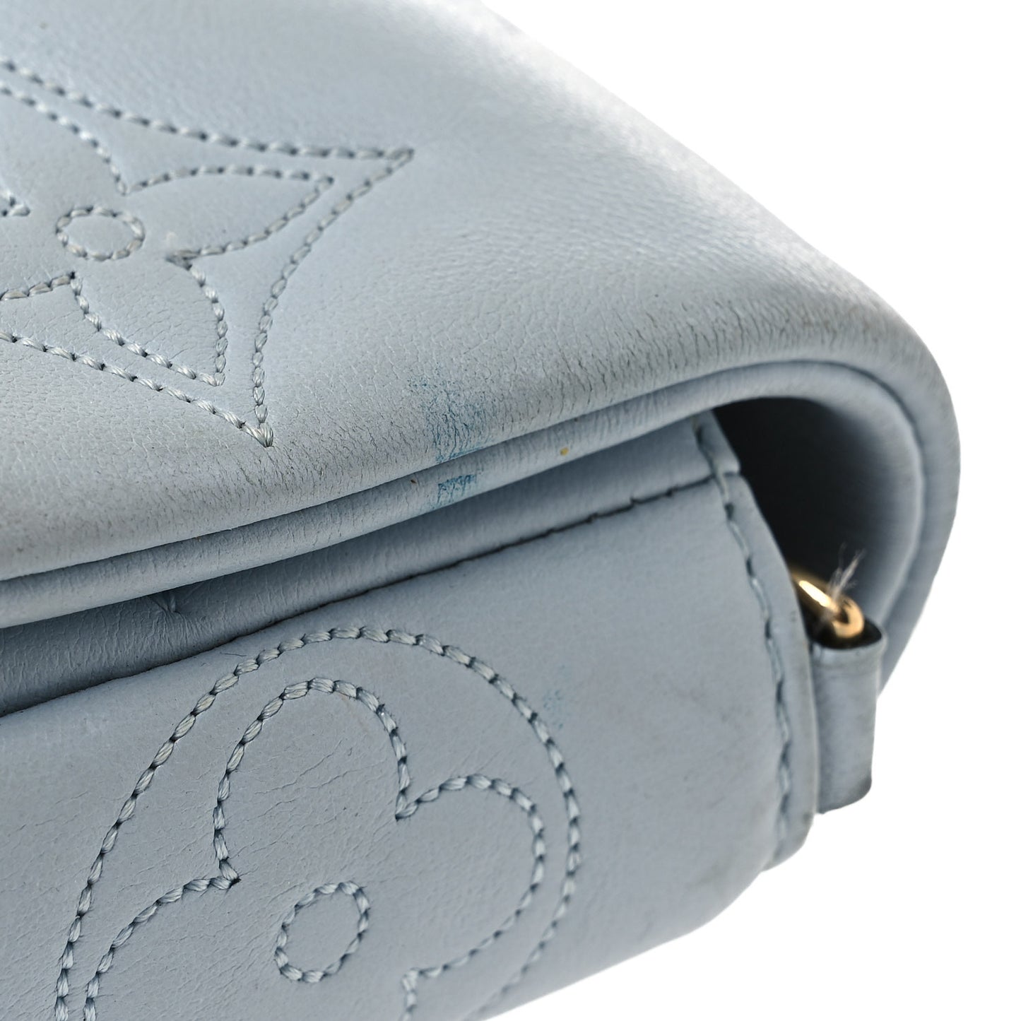 Calfskin Bubblegram Wallet On Strap Ice Blue