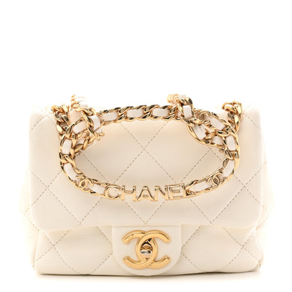 Chanel Lambskin Metal Quilted Mini Top Handle Square Flap White 1 of 11