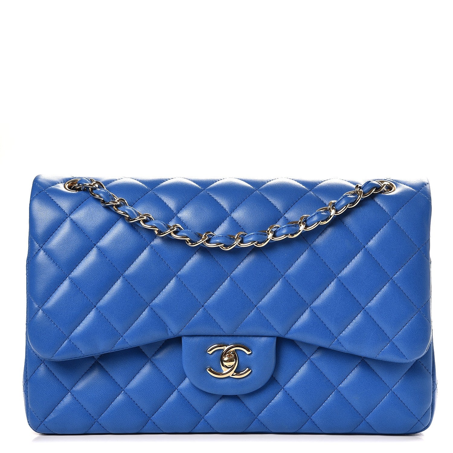 Chanel Lambskin Quilted Jumbo Double Flap Blue 1 of 11