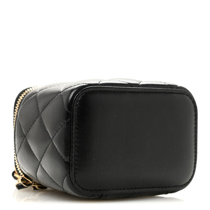 Chanel Lambskin Quilted Mini Pearl Crush Vanity Case With Chain Black 4 of 13