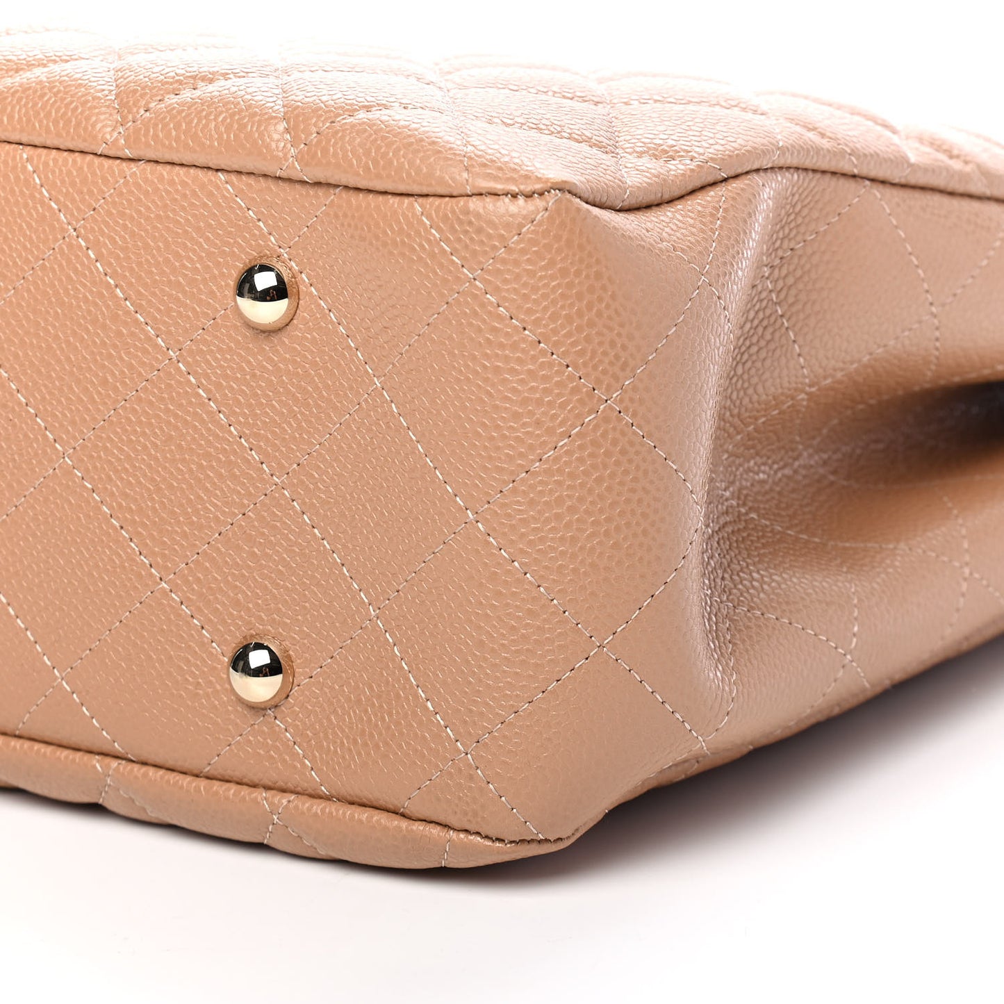 Caviar Quilted Large Shopping Tote Dark Beige
