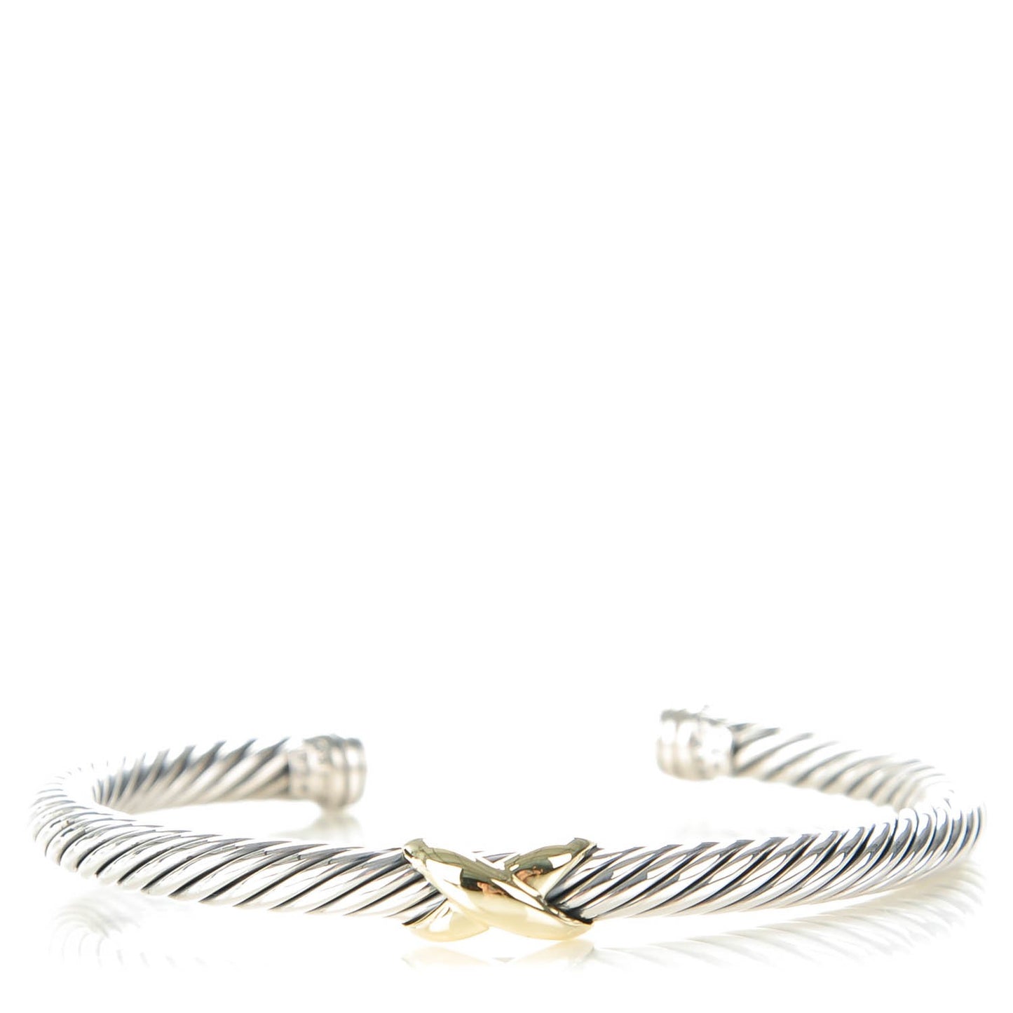 Sterling Silver 14K Yellow Gold 5mm X Station Cable Bracelet