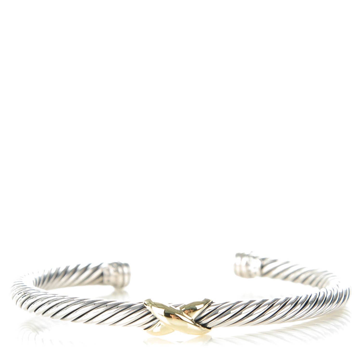 David Yurman Sterling Silver 14K Yellow Gold 5mm X Station Cable Bracelet 1 of 5