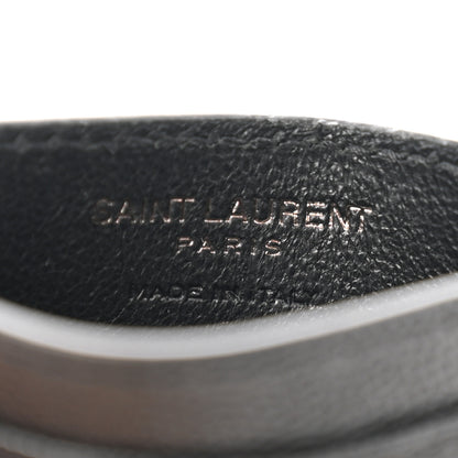 Saint Laurent Grain De Poudre Matelasse Chevron Monochrome Monogram Credit Card Case Black 6 of 9