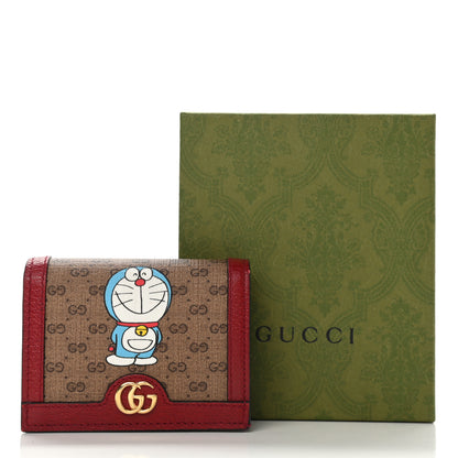 Gucci X DORAEMON Mini Vintage GG Supreme Monogram Card Case Wallet Beige Cherry Red 10 of 10