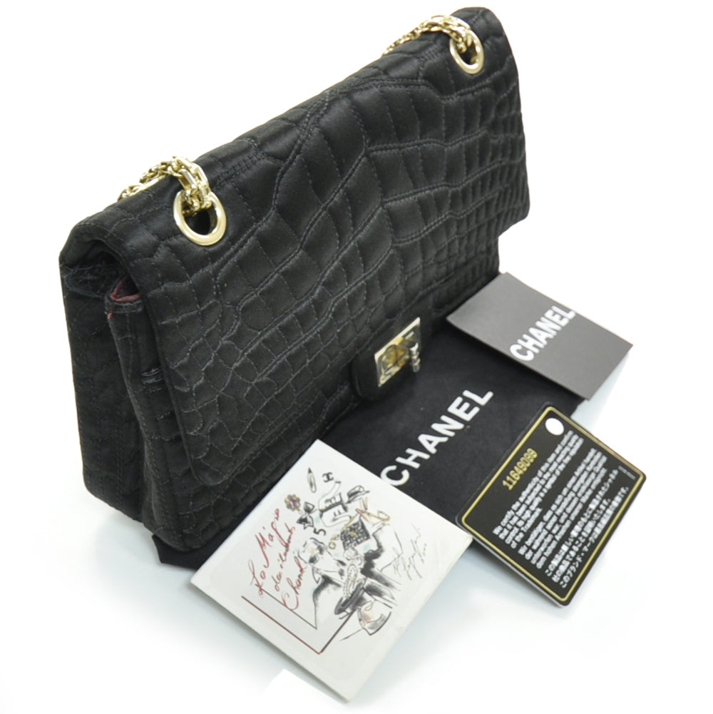 Chanel Satin Croc 2.55 Reissue Flap Black 3 of 11