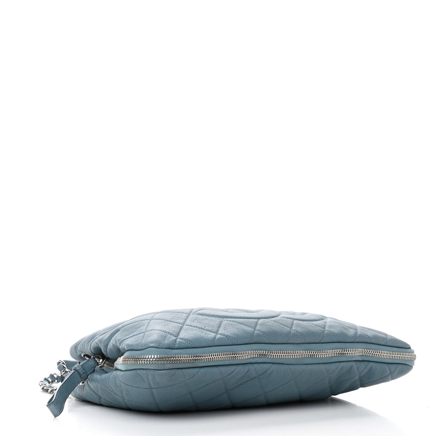 Caviar Quilted Expandable Zip Shoulder Bag Blue