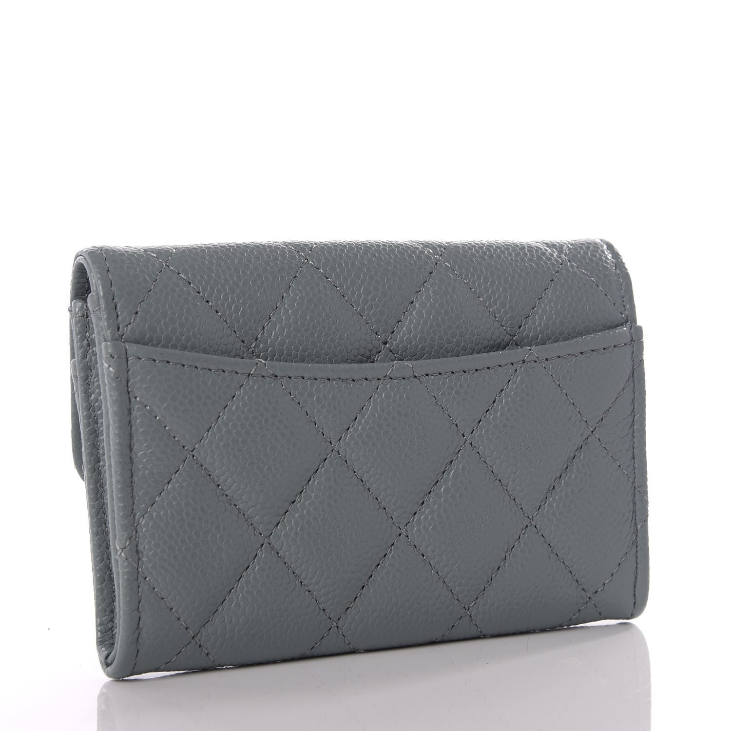 Chanel Caviar Quilted Flap Card Holder Wallet Dark Grey 2 of 8