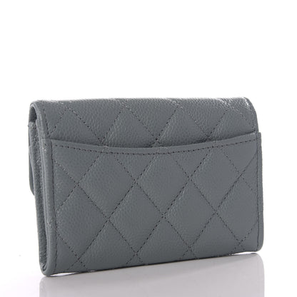 Chanel Caviar Quilted Flap Card Holder Wallet Dark Grey 2 of 8