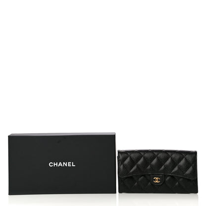 Chanel Caviar Quilted Large Gusset Flap Wallet Black 12 of 12
