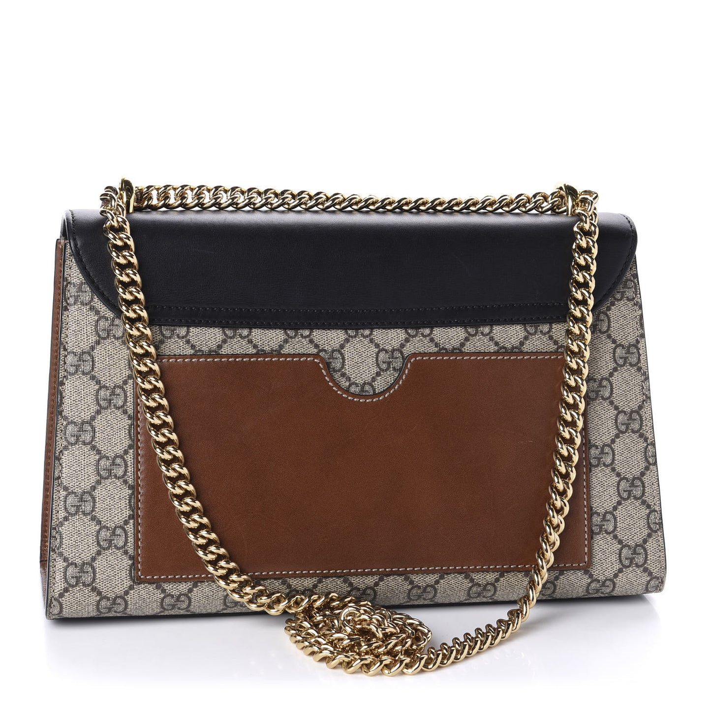 GG Supreme Monogram Calfskin Medium Padlock Shoulder Bag Beige Black Cuir