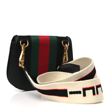 Gucci Calfskin Web Crystal Butterfly Stripe Small Totem Shoulder Bag Black 3 of 10
