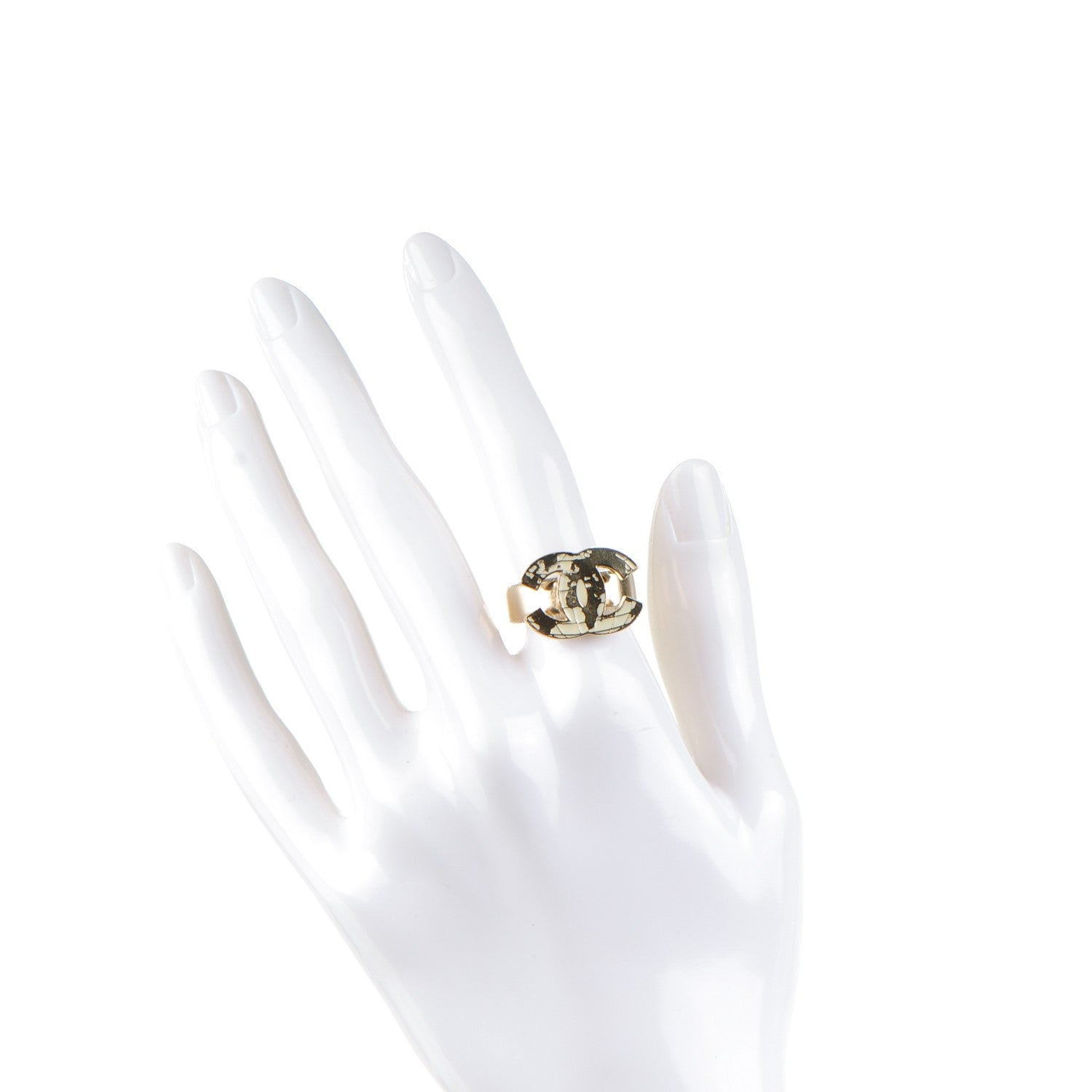 Chanel Enamel Around the Globe CC Ring 7 Gold 2 of 4