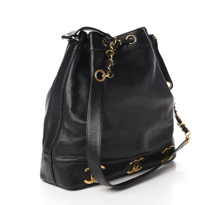 Chanel Caviar CC Drawstring Shoulder Bag Black 3 of 11