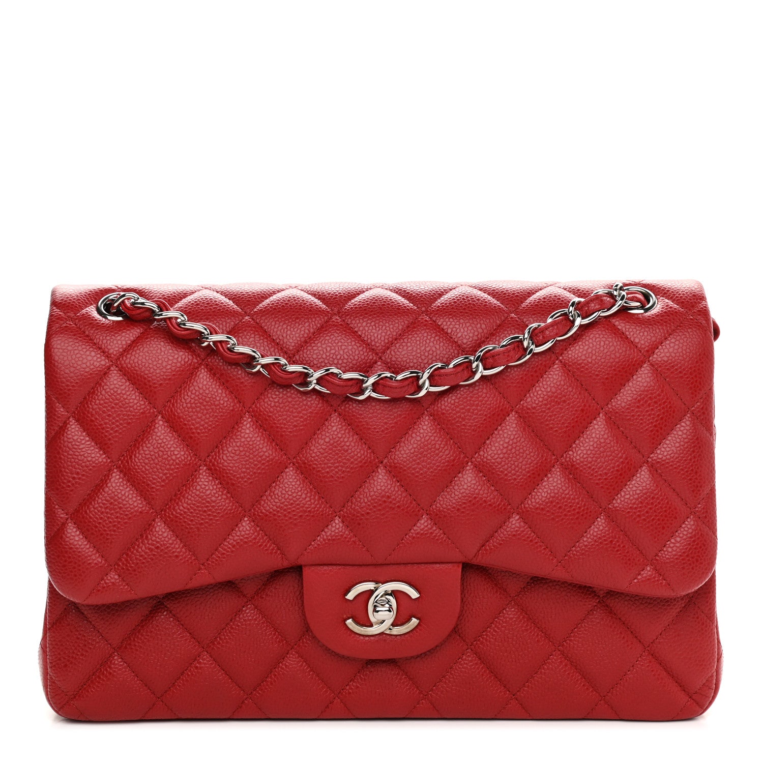Chanel Caviar Quilted Jumbo Double Flap Red 1 of 9