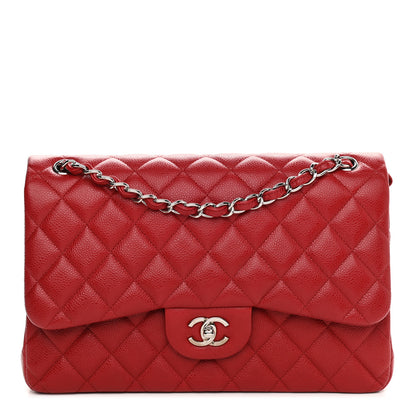 Chanel Caviar Quilted Jumbo Double Flap Red 1 of 9