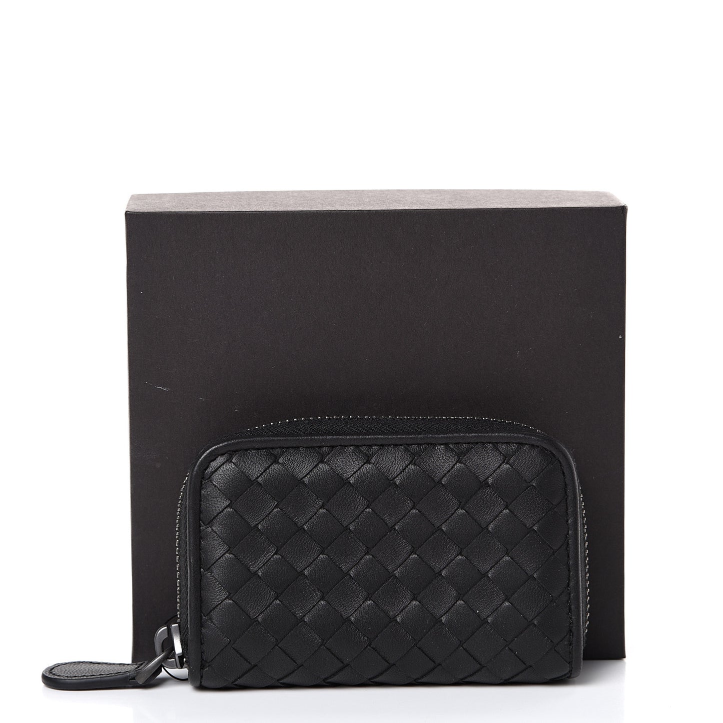 Nappa Intrecciato Zip Around Coin Purse Black