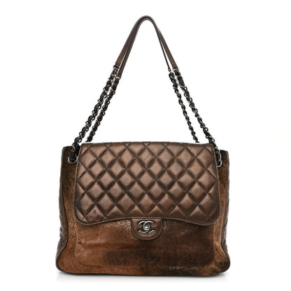 Chanel Metallic Lambskin Pony Hair Quilted Large Paris-Salzburg Front Flap Tote Bronze 1 of 14