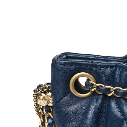 Chanel Lambskin Quilted Crush on Chains Drawstring Bucket Bag Hobo Navy 12 of 12