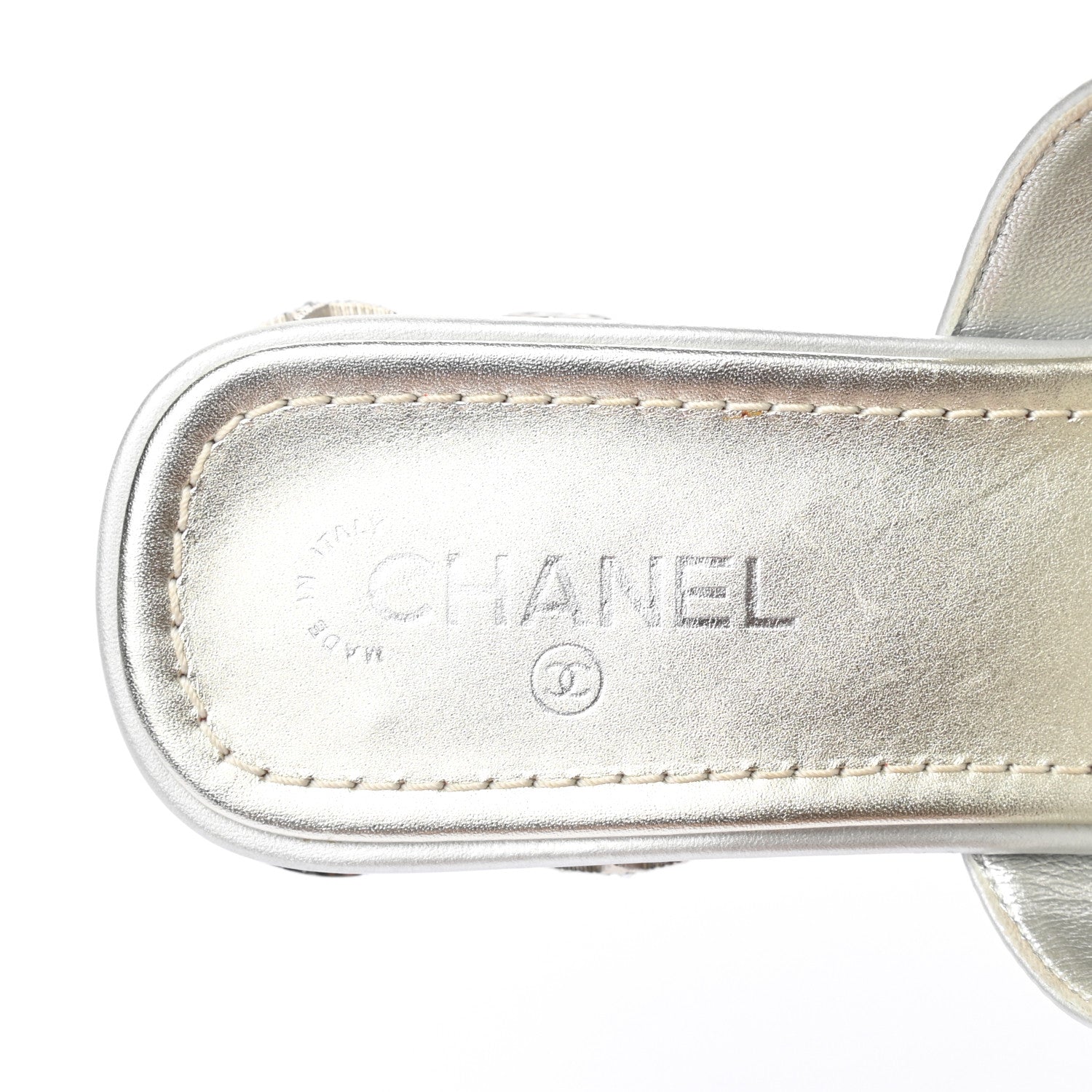 Chanel Iridescent Calfskin Crystal Stars Sandals 37 Silver 6 of 12