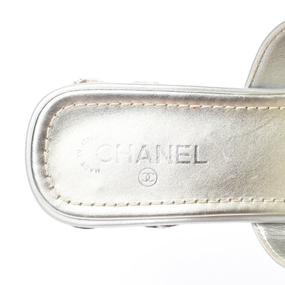 Chanel Iridescent Calfskin Crystal Stars Sandals 37 Silver 6 of 12