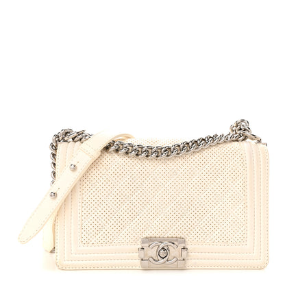 Chanel Lambskin Perforated Medium Boy Flap White 1 of 12