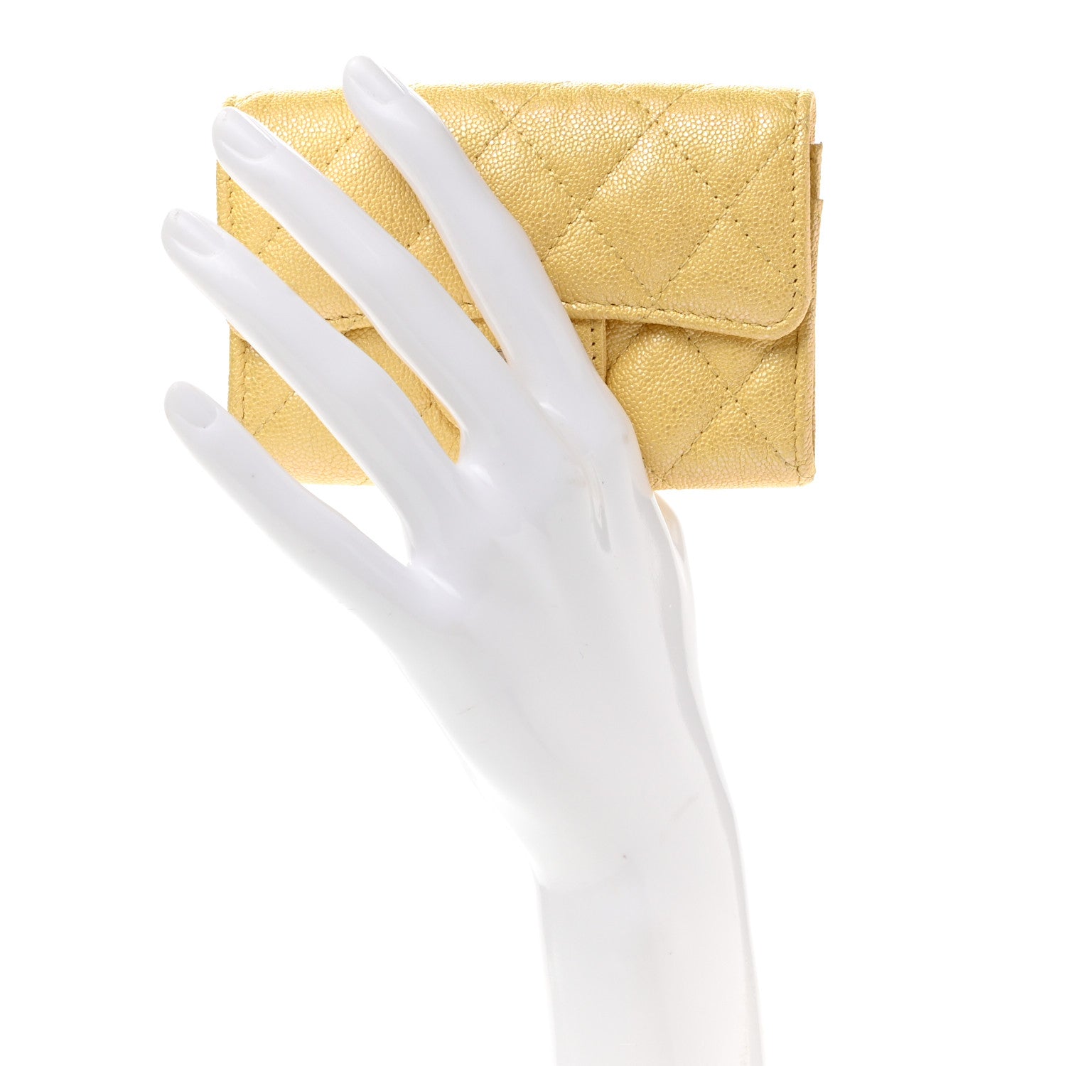 Chanel Iridescent Caviar Quilted Flap Card Holder Yellow 2 of 8