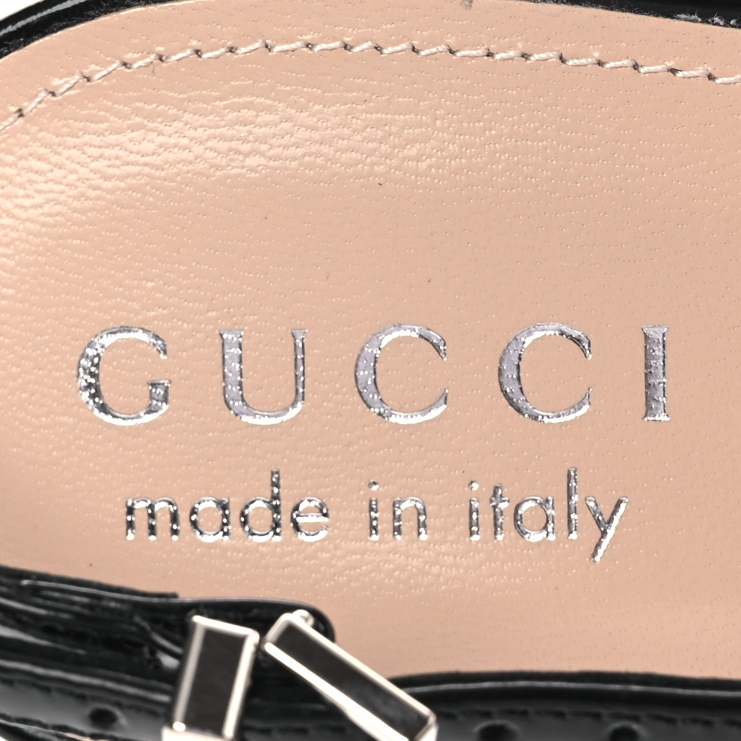 Gucci Patent Regent Calfskin Walma 65 Buckle Slingback Pumps 38 Black 9 of 11
