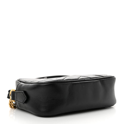 Gucci Calfskin Matelasse Mini GG Marmont Chain Shoulder Bag Black 4 of 11