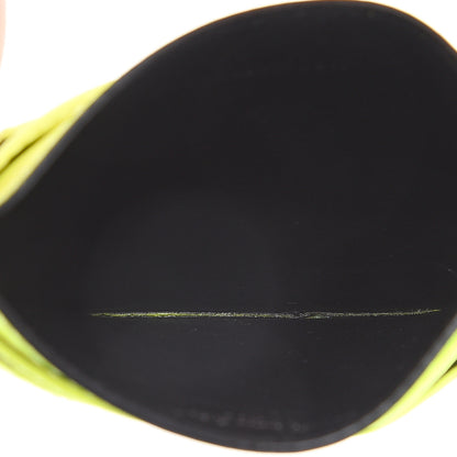 Saint Laurent Patent Grain De Poudre Matelasse Chevron Monogram Credit Card Case Neon Yellow 4 of 6