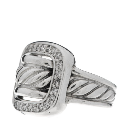 David Yurman Sterling Silver Diamond Buckle Ring 52 6 3 of 6