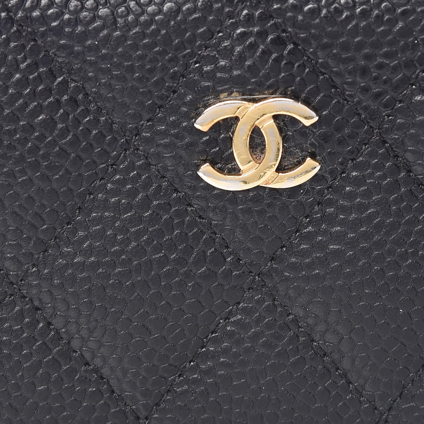 Caviar Quilted Zip Coin Purse Black