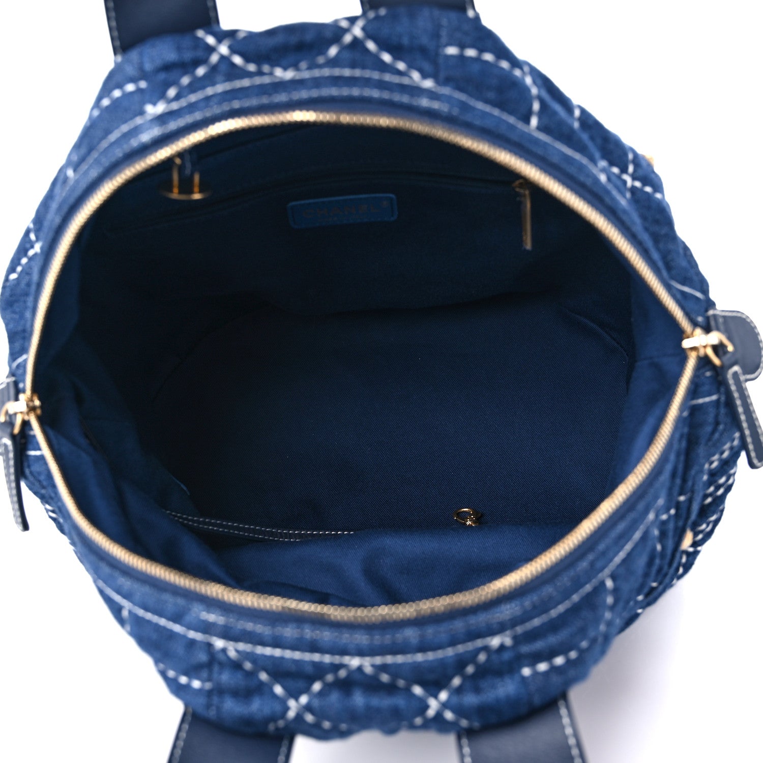 Chanel Denim Quilted CC Denim Trip Shoulder Bag Blue 5 of 9