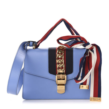Gucci Calfskin Small Sylvie Shoulder Bag Clear Sky Blue 1 of 11
