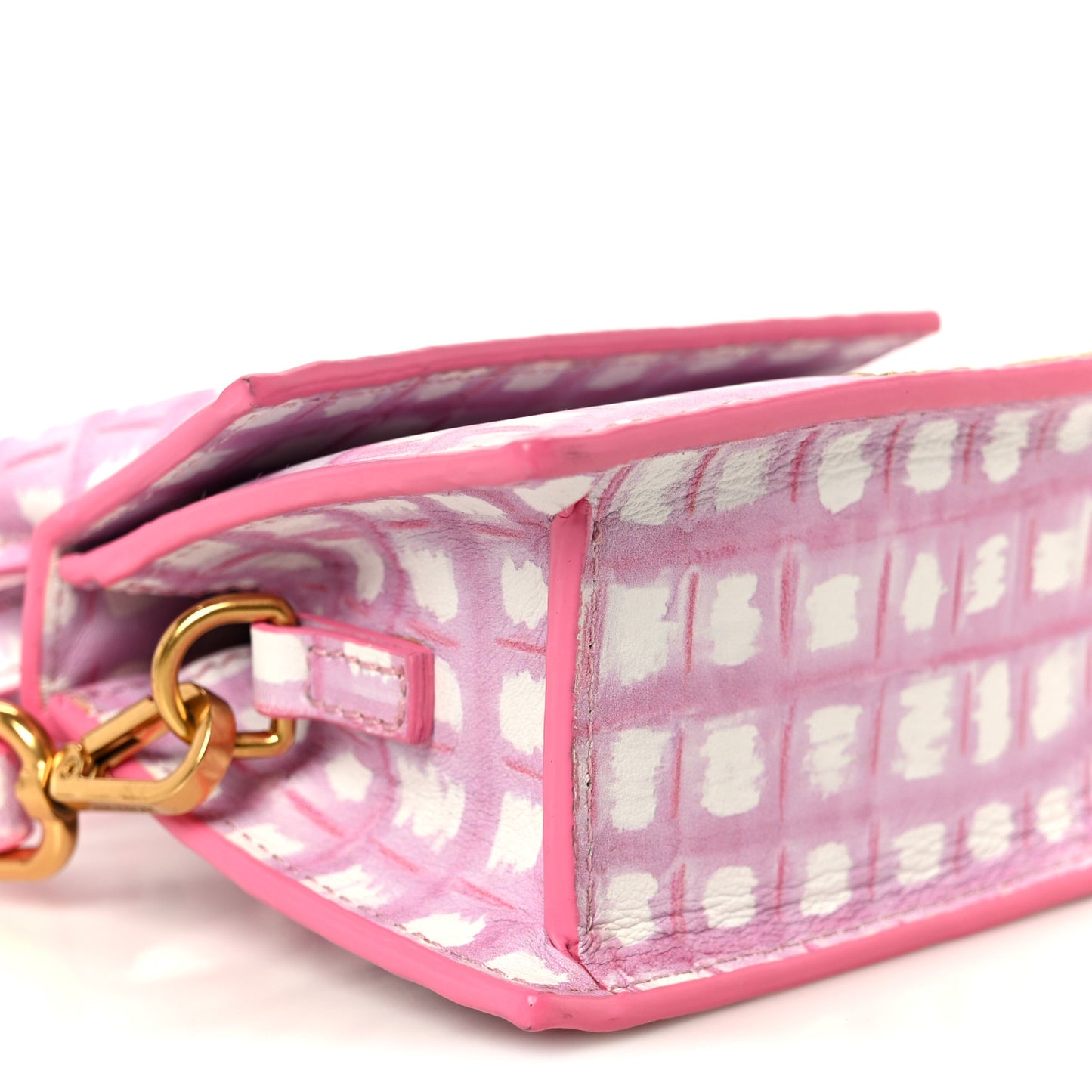 Smooth Calfskin Check Printed Le Chiquito Pink White