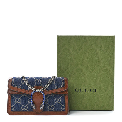 Gucci New Denim GG Monogram Dollar Calfskin Enamel Super Mini Dionysus Shoulder Bag Blue Tea Cuir Epilog Electric Blue 11 of 11
