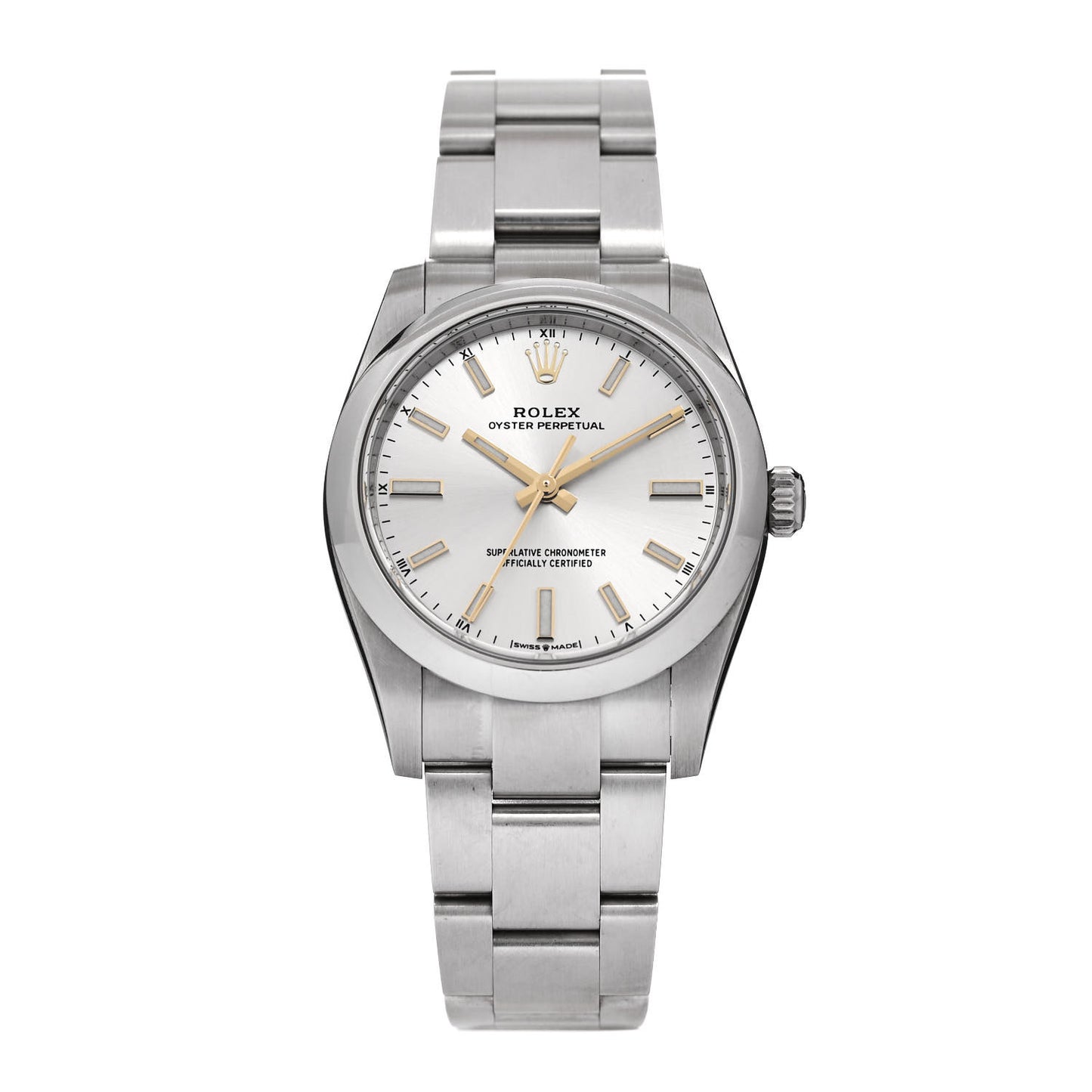 Stainless Steel 34mm Oyster Perpetual Watch Silver 124200