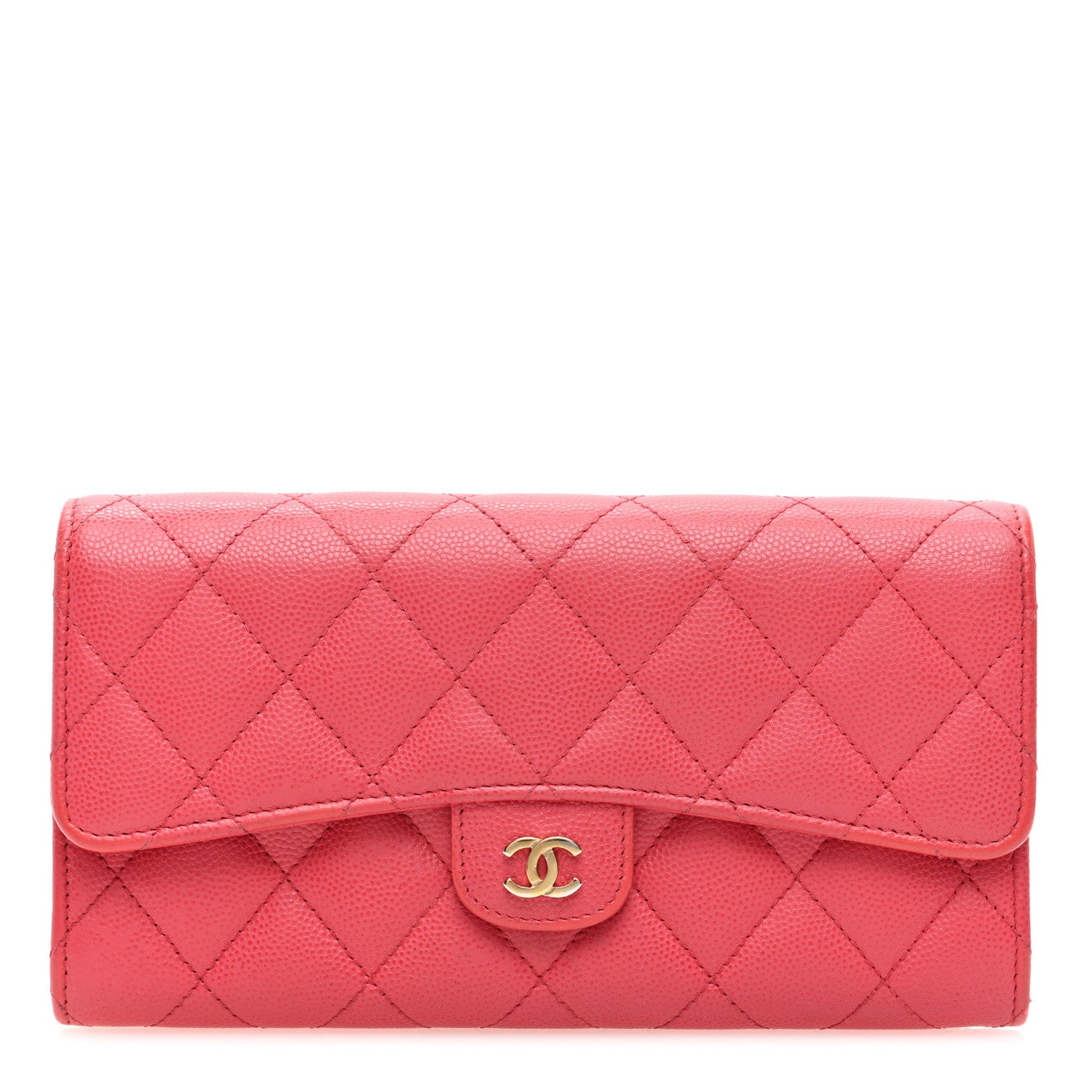 Chanel Caviar Quilted Large Gusset Flap Wallet Pink 1 of 7