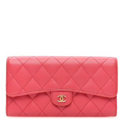 Chanel Caviar Quilted Large Gusset Flap Wallet Pink 1 of 7