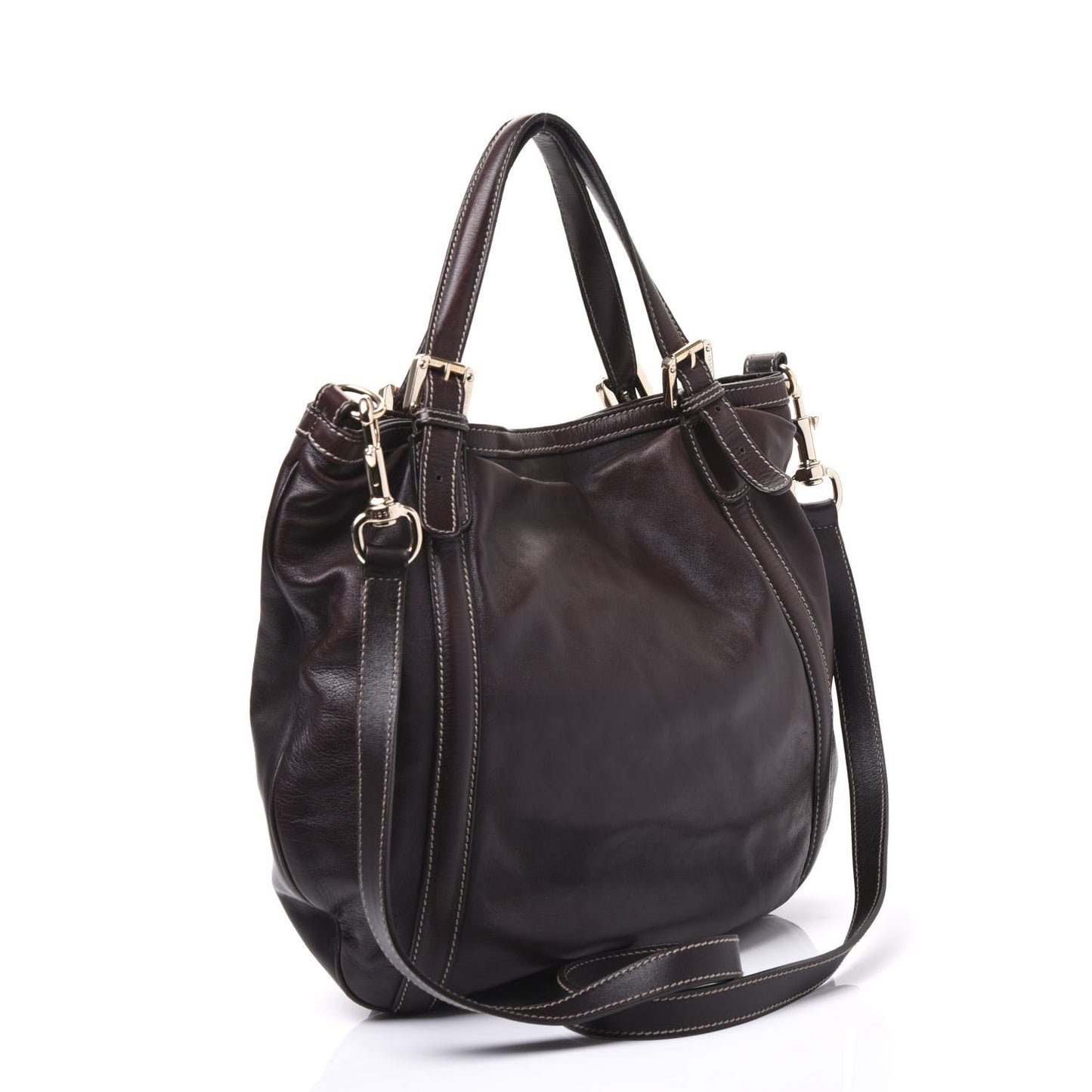 Calfskin Medium Britt Tote Dark Brown