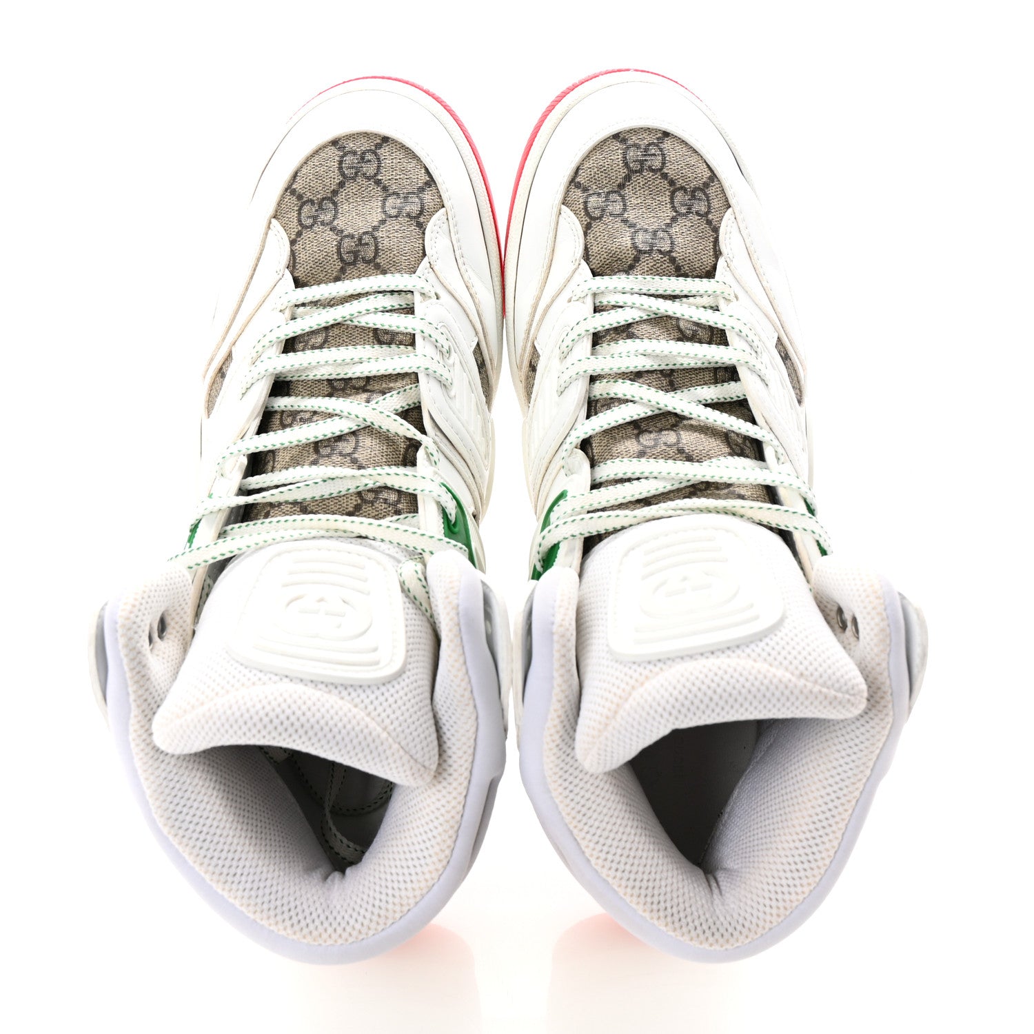Gucci Demetra GG Supreme Monogram Mens Basket High Top Sneakers 8.5 Great White Beige Ebony 2 of 10