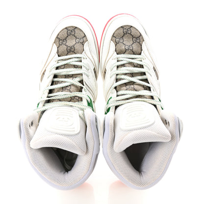 Gucci Demetra GG Supreme Monogram Mens Basket High Top Sneakers 8.5 Great White Beige Ebony 2 of 10