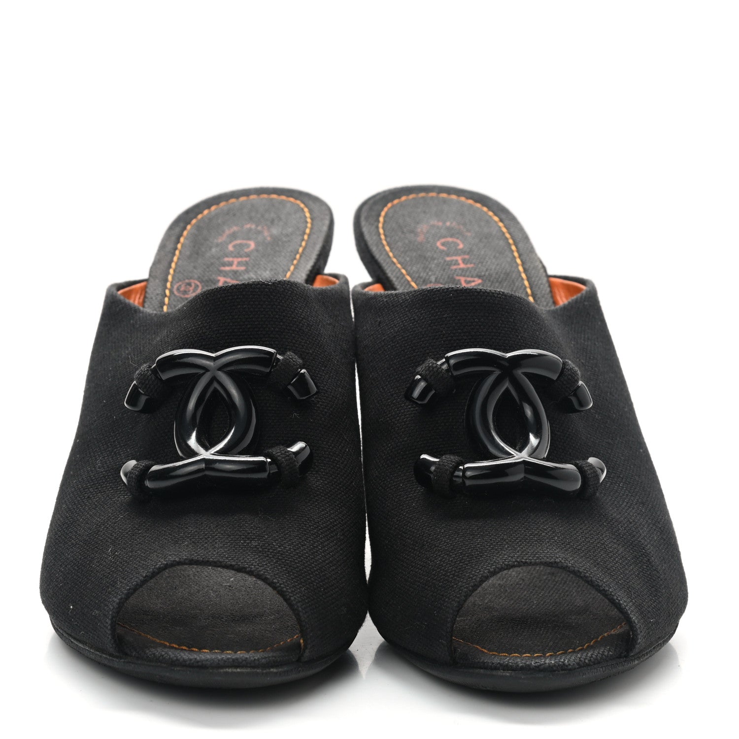 Chanel Denim CC Mules 39.5 Black 2 of 8